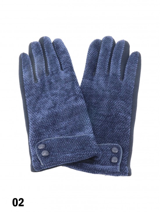 Double Button Chenille Feel Touch Screen Glove