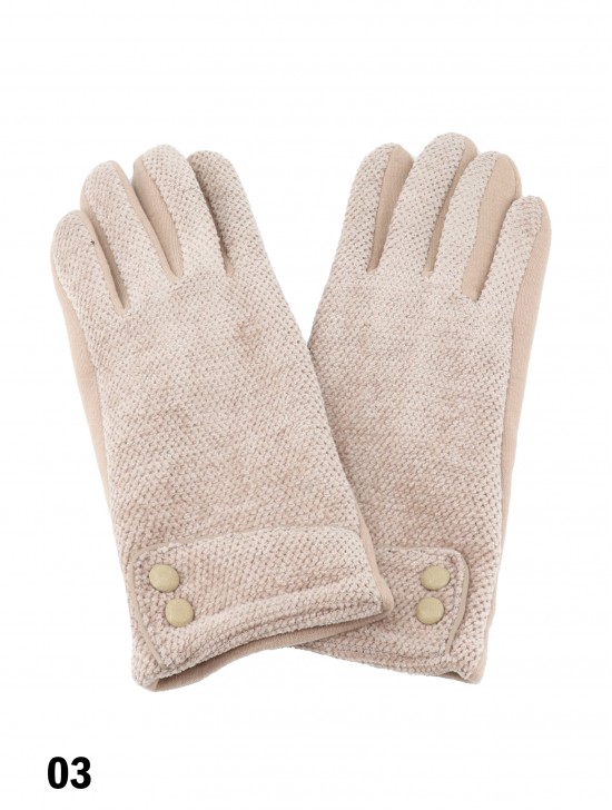 Double Button Chenille Feel Touch Screen Glove