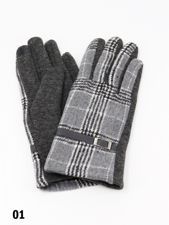 Plaid Touch Screen Glove W/ Belt