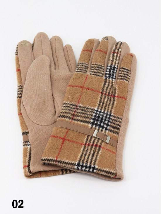 Plaid Touch Screen Glove W/ Belt
