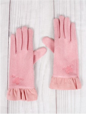 Heart Love Touch Screen Glove w/ Pleated Trims