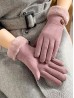 Suede Touch Screen Gloves W/ Stitched Button 