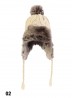 Warm Fur Cable Knitted Hat W/ Ear Flaps & Cable Tassels