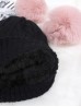 Double Pom Pom Knitted Hat  (Plush Inside)