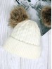 Double Pom Pom Knitted Hat  (Plush Inside)