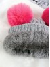 Double Pom Pom Knitted Hat  (Plush Inside)