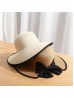 Wide Brim V-Back Summer Hat W/ Ribbon Bow 