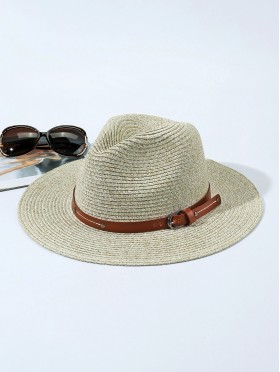 Summer Fedora Hat W/ Leather Buckle Strap