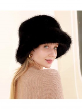 Solid Colour Fuzzy Hat with Brim