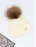 Cashmere Feeling Knitted Hat W/ Fur Pom Pom