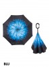Blue Flower Print Double Layer Inverted Umbrellas W/ C-Shaped Handle