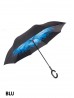 Blue Flower Print Double Layer Inverted Umbrellas W/ C-Shaped Handle