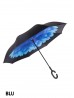 Blue Peony Print Double Layer Automatic Inverted Umbrellas