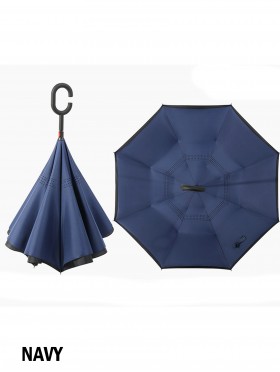 Solid Print Double Layer Inverted Umbrellas W/ C-Shaped Handle