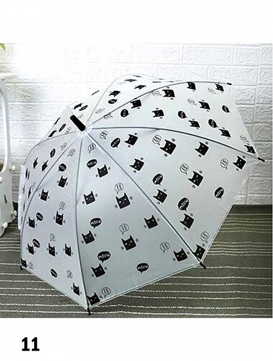 Matte Clear Cat Pattern Manual Umbrella