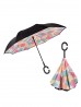 Maple Leaf Print Double Layer Inverted Umbrellas W/ C-Shaped Handle