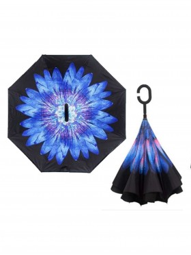 Flower Print Double Layer Inverted Umbrellas W/ C-Shaped Handle