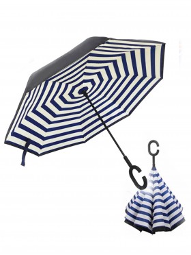 Striped Print Double Layer Automatic Inverted Umbrellas