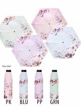 Floral Semi-Automatic Triple Folding Umbrella