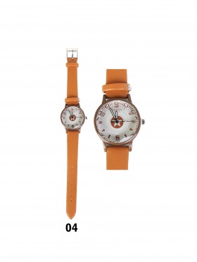 Faux Leather Watch With Star Print