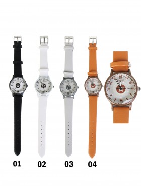 Faux Leather Watch With Star Print