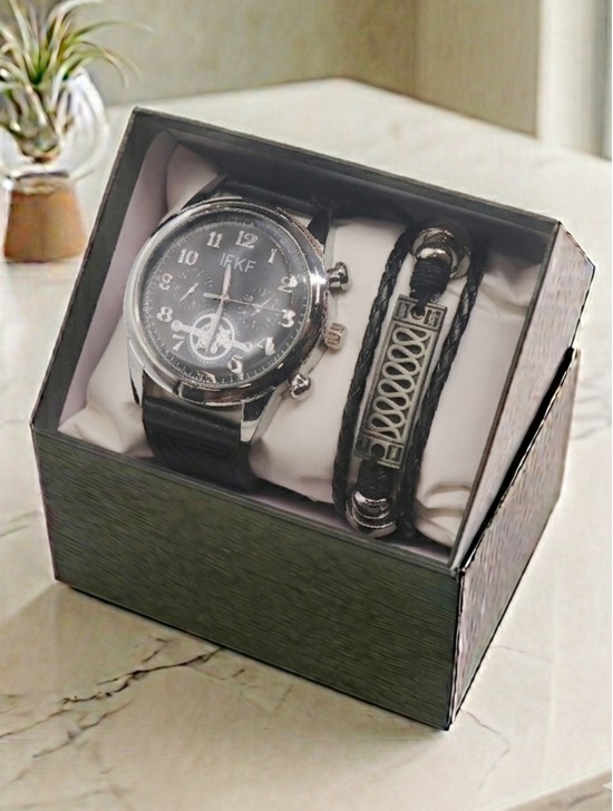 Men's Fashion Watch & Bracelet Set W/Gift Box Men's Fashion Watch & Bracelet Set W/Gift Box