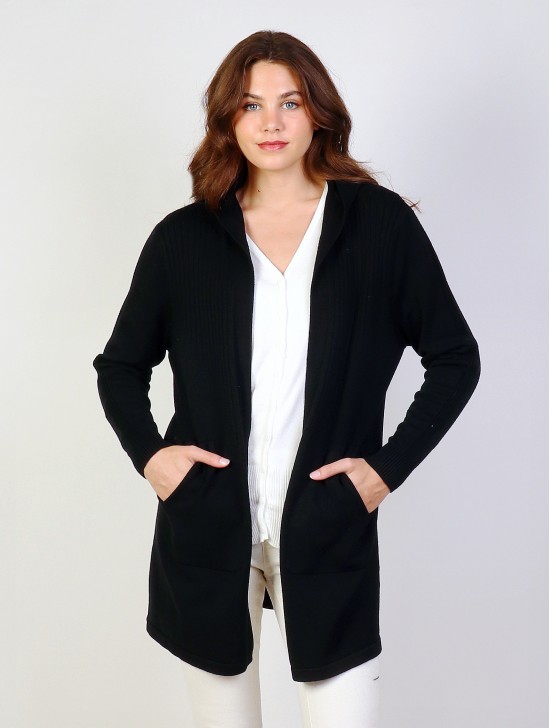 Premium Stretchy Hooded Cardigan W/ Pockets