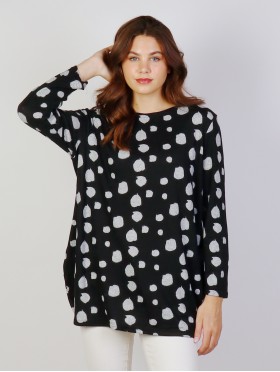Ladies Polka Dot Printed Knit Fashion Top 