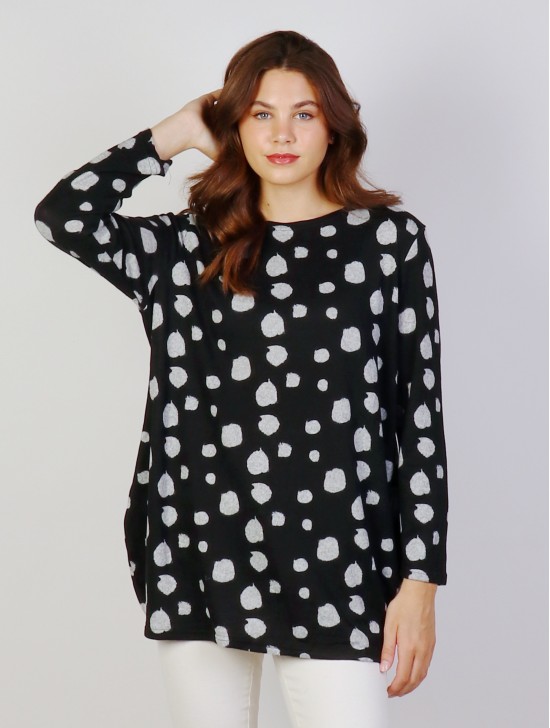 Ladies Polka Dot Printed Knit Fashion Top 