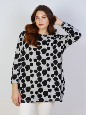 Ladies Polka Dot Printed Knit Fashion Top 