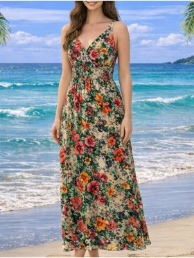 Floral Print Short Sleeved Summer Dress