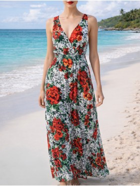 Floral Print Short Sleeved Summer Dress