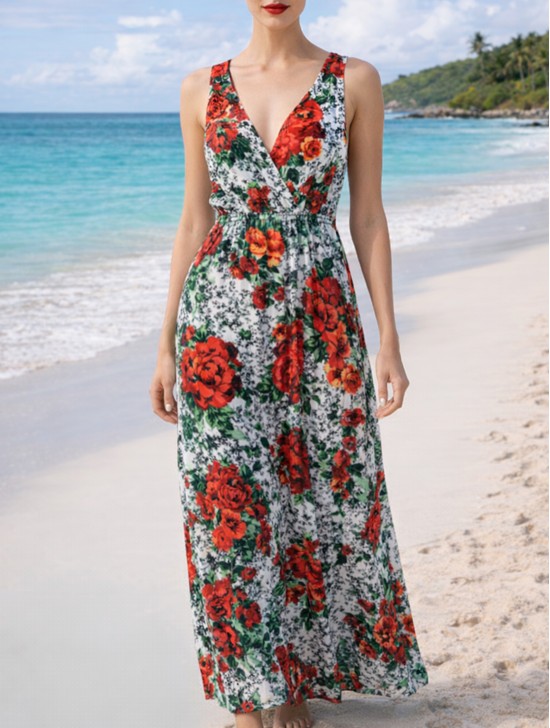 Floral Print Short Sleeved Summer Dress Floral Print Short Sleeved Summer Dress