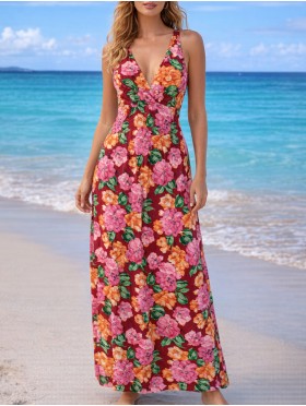 Floral Print Short Sleeved Summer Dress