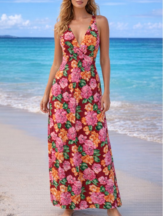 Floral Print Short Sleeved Summer Dress Floral Print Short Sleeved Summer Dress