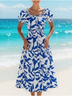 Floral Print Short Sleeved Summer Dress