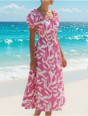 Floral Print Short Sleeved Summer Dress