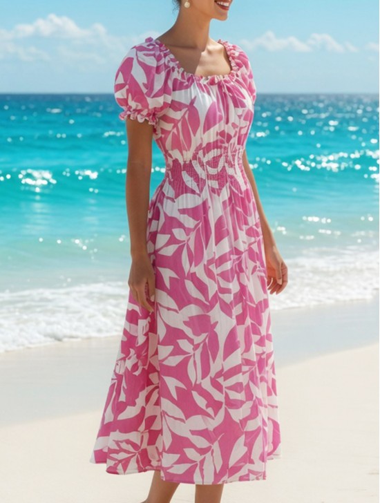 Floral Print Short Sleeved Summer Dress Floral Print Short Sleeved Summer Dress