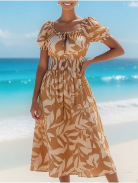 Floral Print Short Sleeved Summer Dress