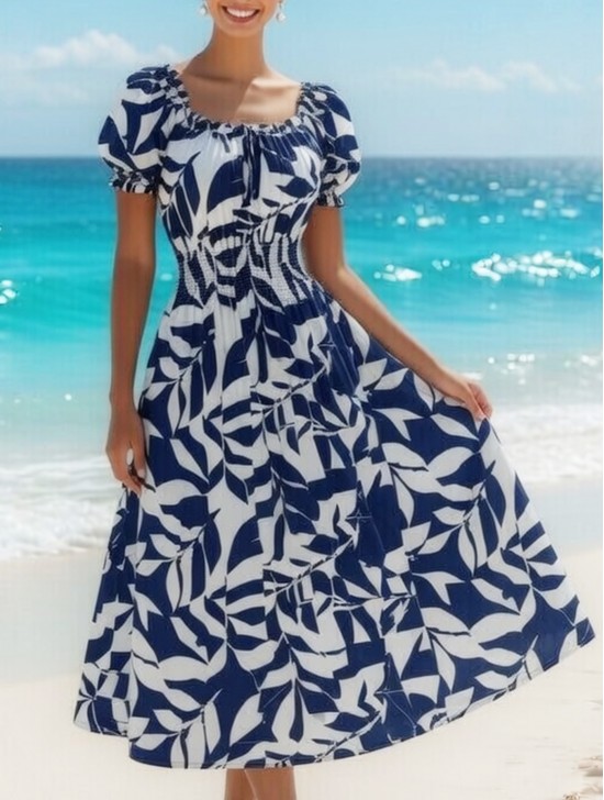 Floral Print Short Sleeved Summer Dress Floral Print Short Sleeved Summer Dress