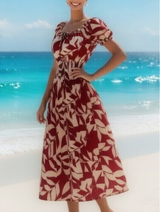 Floral Print Short Sleeved Summer Dress Floral Print Short Sleeved Summer Dress