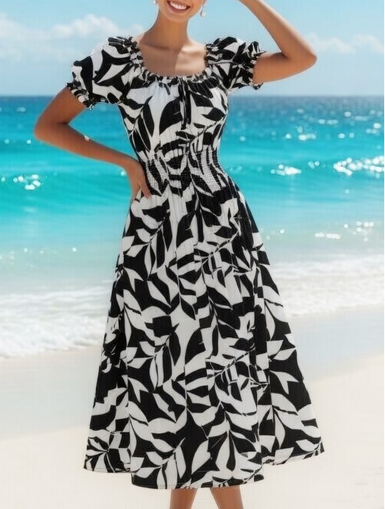 Floral Print Short Sleeved Summer Dress Floral Print Short Sleeved Summer Dress