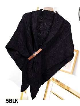 Knitted Cape w/ Buckle Detailing