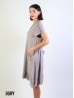 Shift Dress with Flowncy Edge.Cut-out Shoulder and Pockets