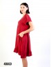 Shift Dress with Flowncy Edge.Cut-out Shoulder and Pockets