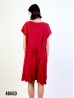 Shift Dress with Flowncy Edge.Cut-out Shoulder and Pockets