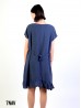 Shift Dress with Flowncy Edge.Cut-out Shoulder and Pockets