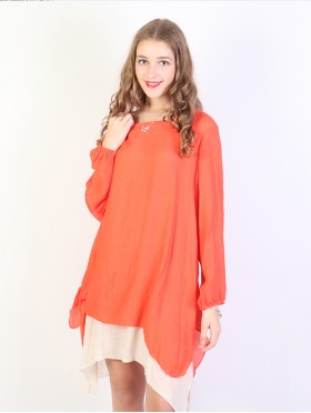 Layered Long Sleeve Shift Dress