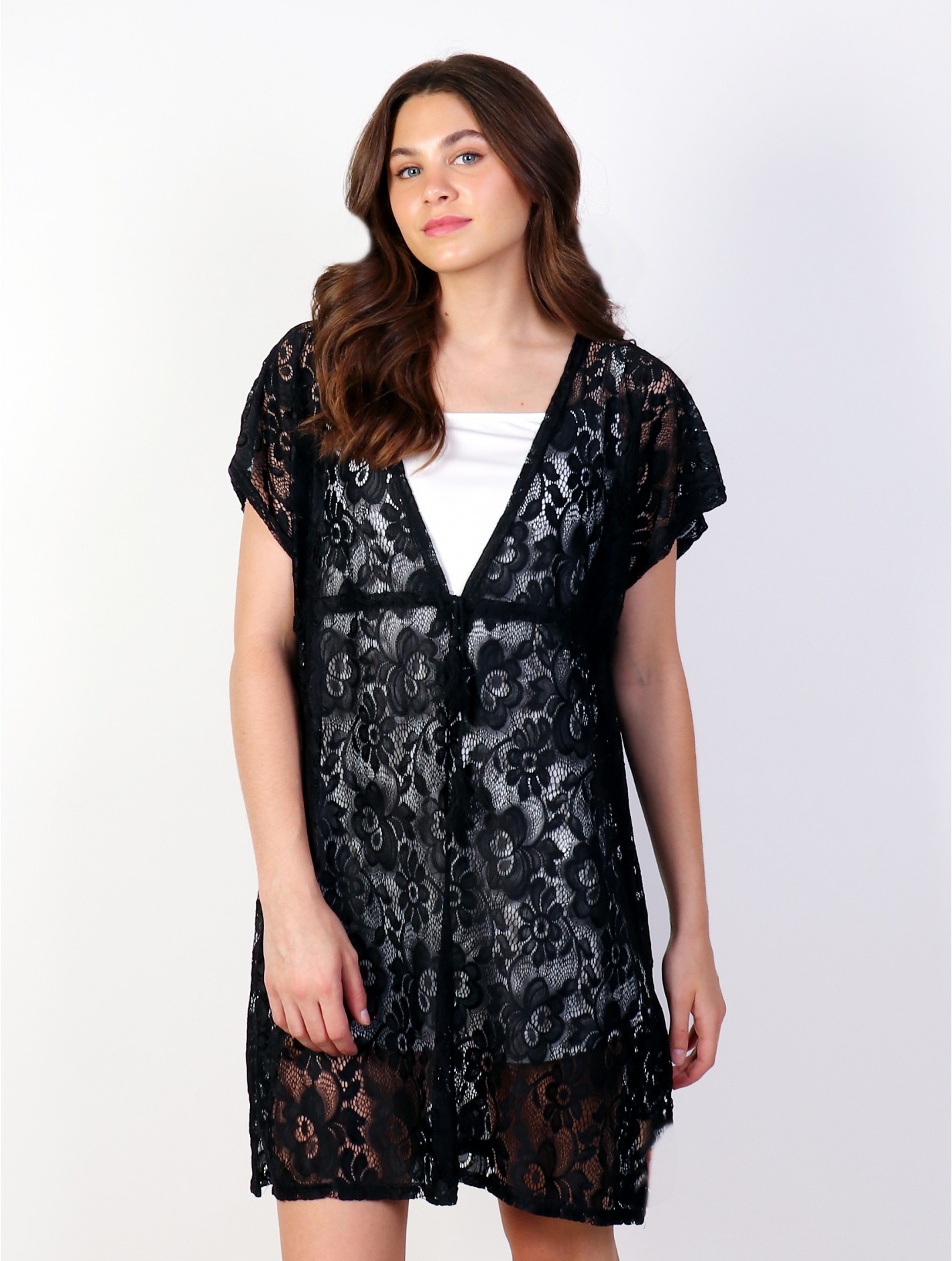 V-Neck Net Lace Fashion Top