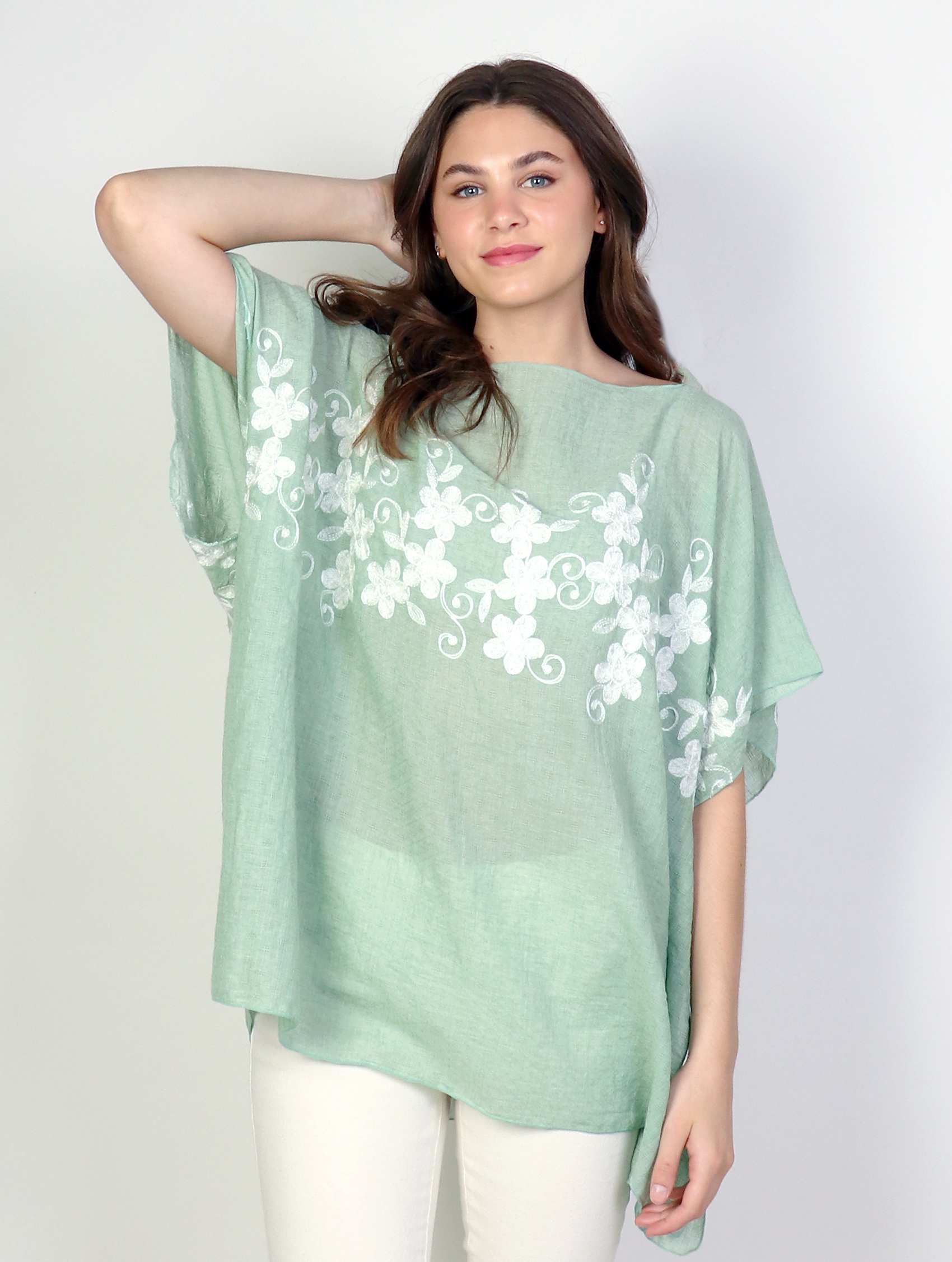 Stitched Flower Design Fashion Flowy Top